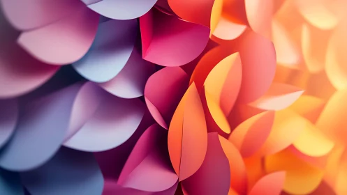 Layered abstract paper petals in warm gradient colors.
