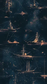 Celestial Naval Fleet Diagram in Stylized Digital Drafting.