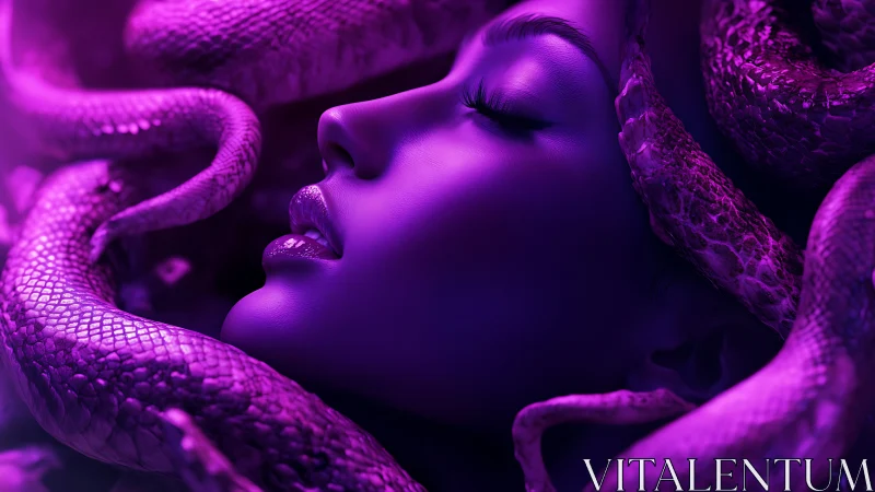 Serene violet dream entwined with shimmering serpent grace.