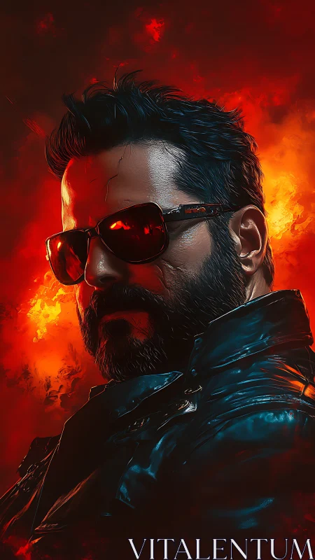 Incendiary rogue in obsidian leather stares down chaos.