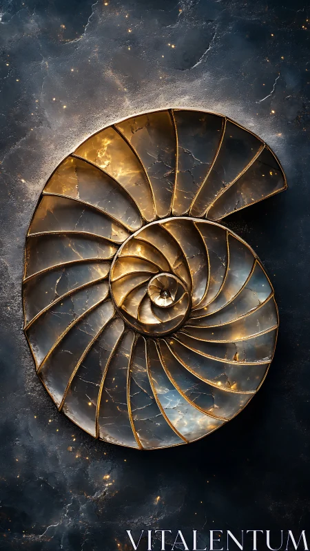 Golden nautilus spiral quietly maps a tiny private galaxy