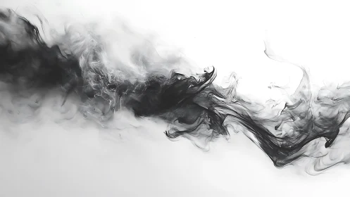 Monochrome ink diffusion plume forms dynamic diagonal turbulence