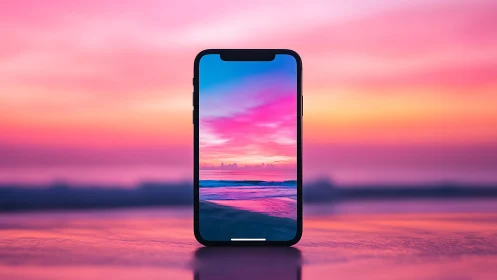 Phone portal turns neon shoreline into pocket-sized horizon