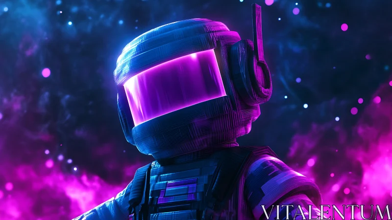 Neon visor voyager drifting through ultraviolet stardust.