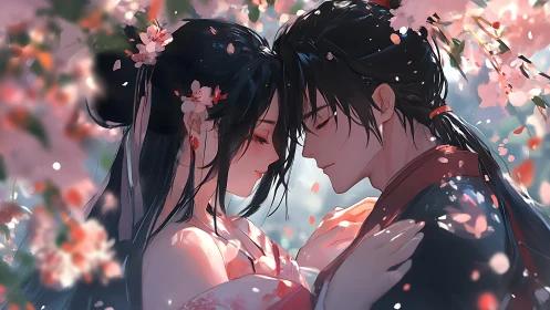 Two Hearts Among Cherry Blossoms