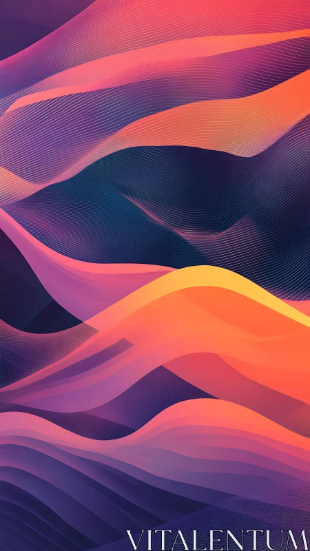 Layered gradient waves form flowing abstract bands