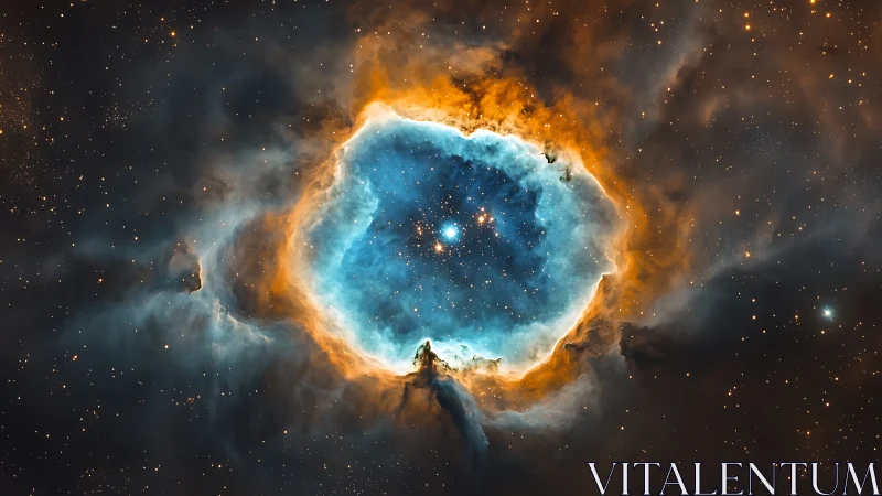 Cosmic nebula forms a glowing eye in deep silent space