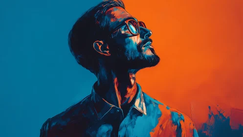 Bichromatic digital portrait with high contrast rim lighting.