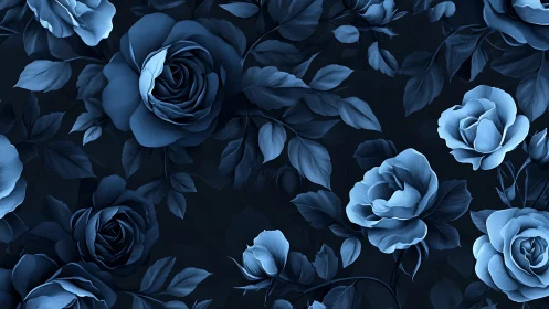 Moody Blue Roses Bloom in Dramatic Dark Floral Still Life