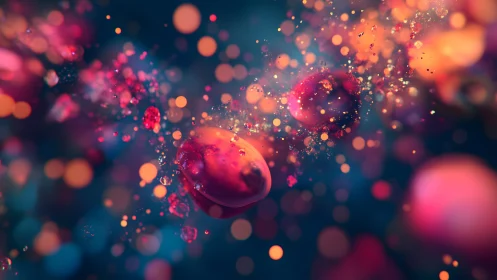 Vivid Abstract Bokeh with Floating Orbs and Colorful Light Effects.