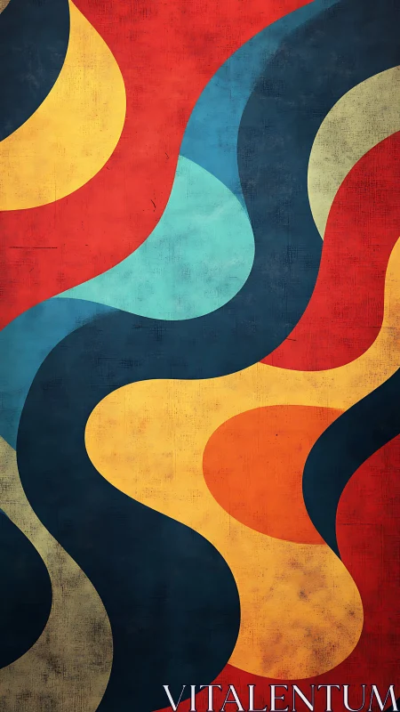 Curved color fields with retro texture and layered grunge noise