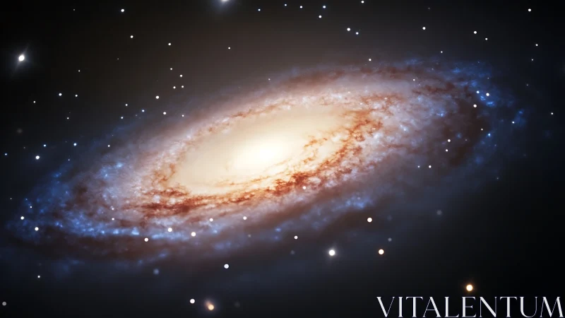 Edge-on spiral galaxy with luminous core and color-graded arms