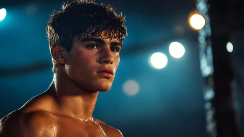 Male subject photographed at night with urban bokeh lighting