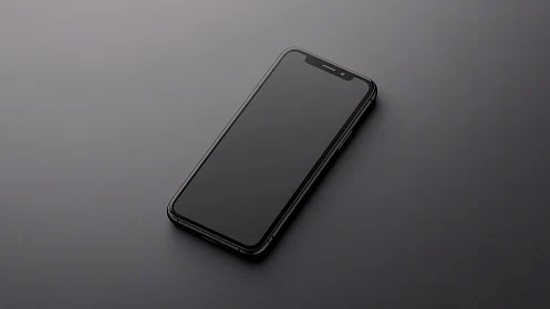 Black Smartphone Mockup Against Gray Surface.
