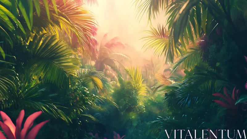 Tropical Glow: Where Sunlight Dances Through Jungle.
