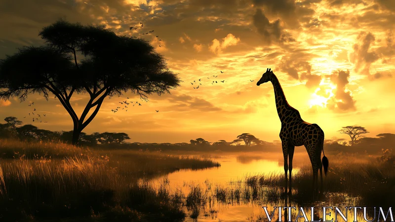 Giraffe silhouette studies golden-hour savanna light behavior