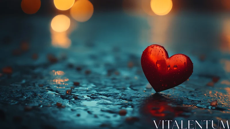 Red Heart Glowing in Twilight Wonder.