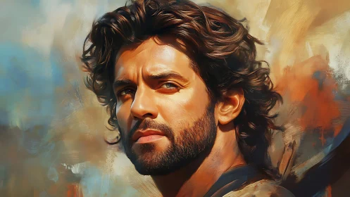 Sunlit portrait captures a thoughtful man in warm brushstrokes
