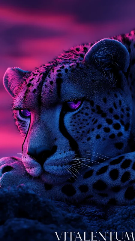 Neon Leopard: Mystical Predator in Cyberpunk Glow