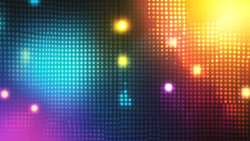 Colorful glowing light grid with lively digital energy.