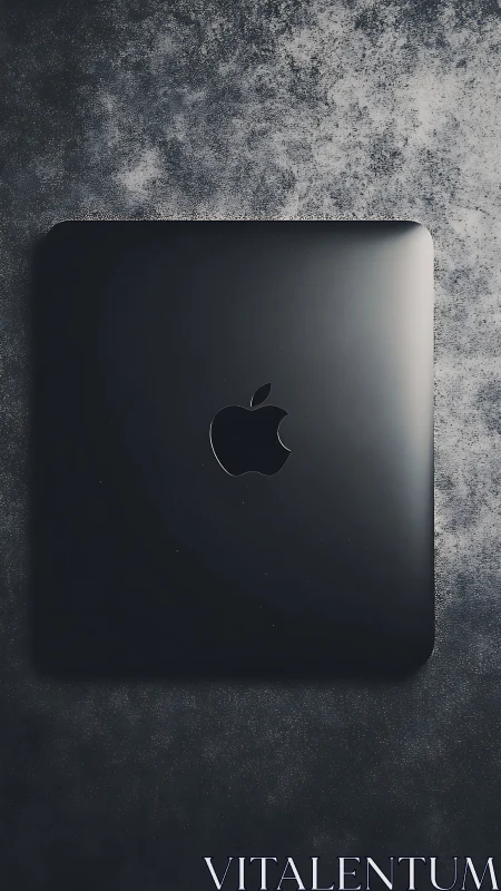 Sleek Black MacBook Pro on Textured Concrete Surface.