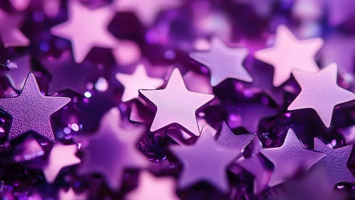 Macro depth-of-field study of pink and purple star confetti