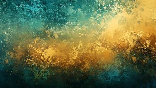 Abstract teal and gold textured background in modern artistic style.
