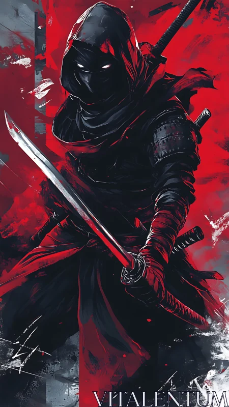 Shadowblade ronin storms through crimson painted chaos.