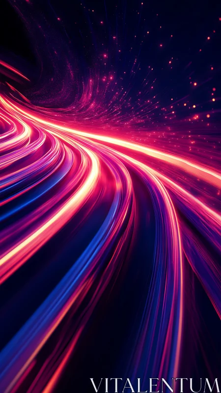 Neon plasma light trails curving through deep cosmic void