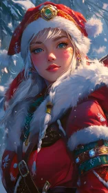 Winter-clad fantasy heroine rendered in high-detail digital painting
