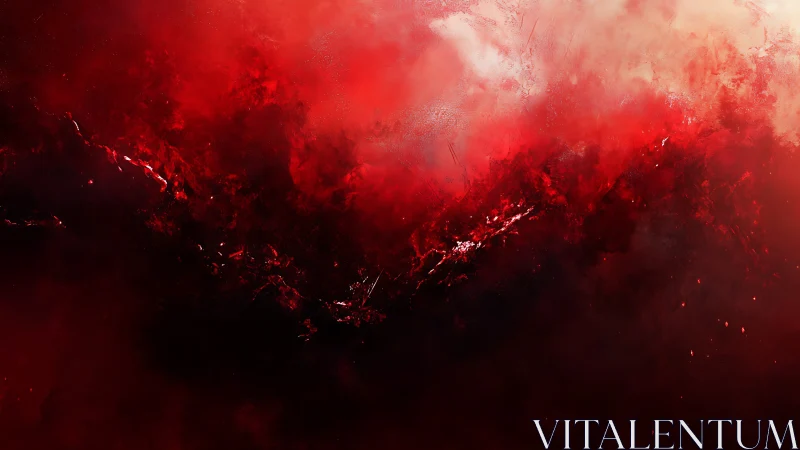 Red and black abstract digital field with clouded gradients.