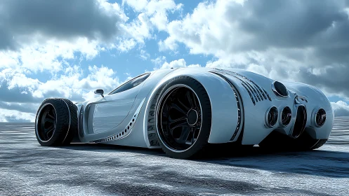 Low-angle render of futuristic widebody concept hypercar