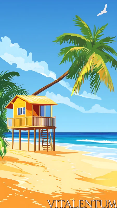 Coastal Vacation Structure Rendered in Elevated Stilt Architecture with Tropical Setting