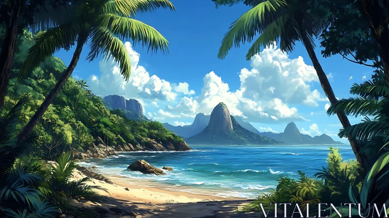 Tropical Refuge: Where Palms Frame Volcanic Dreams.