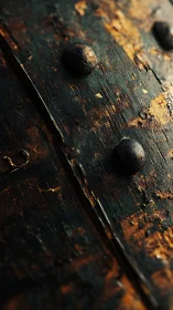 Weathered metal surface glows with rich rustic patina