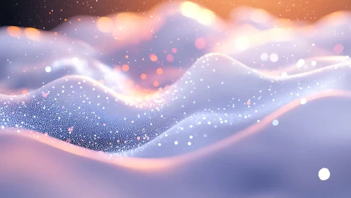 Luminescent particle waves simulate abstract digital snowfall