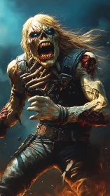 Undead warrior lunges forward with glowing eyes and snarl