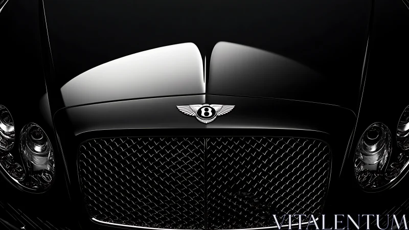 Bentley front grille close-up with glossy black hood.