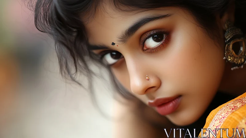 Oblique close-up portrait with shallow depth and warm color grading