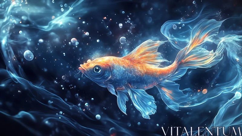 Luminous koi drifting through ethereal cosmic waters.