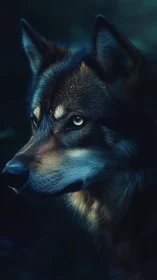 Wolf portrait shows side profile under low directional light