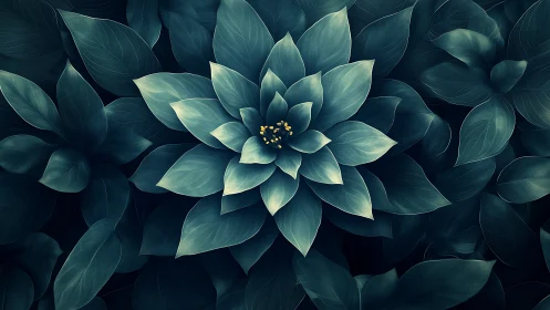 Ethereal Lotus Bloom Nestled in Shadowed Petals.