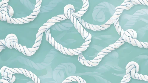 Seafoam knotwork tapestry of braided white ropes intertwined.
