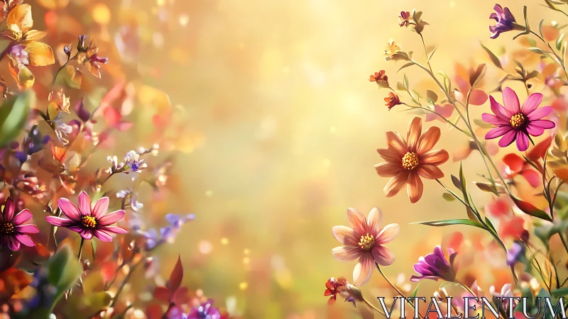 Bokeh-Rendered Composite Floral Field with Cosmos and Dahlias