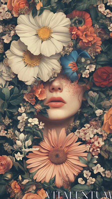 Whispers of petals framing a quiet, dreamlike portrait.