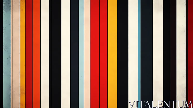 Vertical color stripes form bold retro geometric pattern.