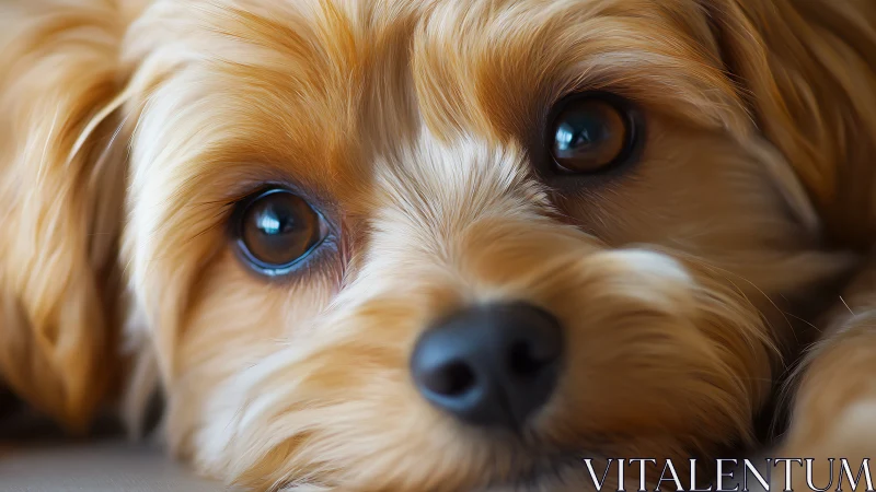 Canis lupus familiaris rendered with hyperrealistic digital portraiture demonstrating advanced ocula