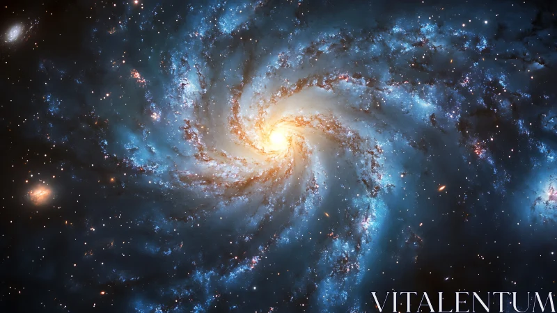 Spiral galaxy core study in high-contrast photorealistic space rendering.