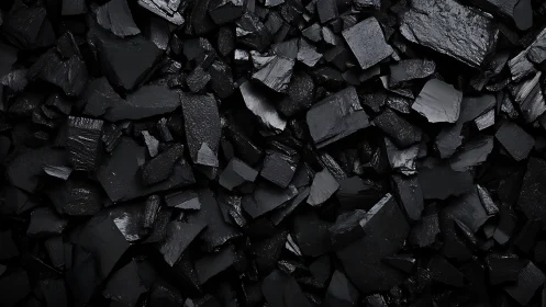 Gleaming black coal shards create bold, dramatic texture