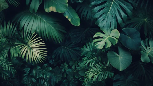 Lush tropical leaves create a cozy emerald jungle embrace